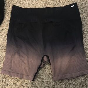 PINK Victoria's Secret Black and Brown Ribbed Bike Shorts Gradient Design